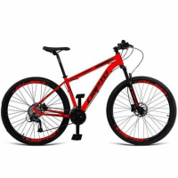 Bicicleta Cripto Bike Aro 29 Cripto 21 Marchas Freios Disco c/ Suspensão – Vermelho+Preto