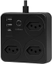 Filtro De Linha, Tomada Inteligente Wifi, Extensão Tomada, Regua Tomada, Regua De Energia, 3 Tomadas, 2 Interfaces Usb, 1 Porta Usb Tipo-c, Suporte Para Controle Por Voz, Controle De Smartphone (preto)