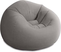 Intex 68579EP Cadeira inflável sem feijão: veludo cotelê texturizado flocagem – Vinil durável – Dobra de forma compacta – Capacidade de peso de 99 kg – 114 x 114 cm x 71 cm