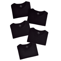 Kit Camiseta Hering Slim Masculina 5 Peças – Branco+preto