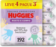 Lenços Umedecidos Huggies One & Done Leve 4 Pague 3 – 192 unidades, Huggies, Verde, pacote de 4