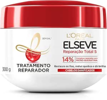 L’Oréal Paris Elseve Creme de Tratamento Reparador Reparação Total 5, Restaura e dá Brilho aos Fios, 300g