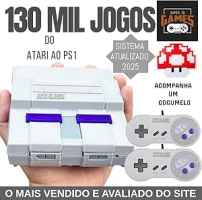 Mini Console Retro Gamer Super Nintendo com 130 mil Jogos Mais 2 Controles Super 3D Games
