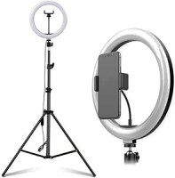 Ring Light Profissional 26cm Selfie Live Com Tripé 2 Metros Para Smartphone Anel Lâmpada Vídeo E Maquiagem Iluminação Foto Estúdio PREMIUM ONYK