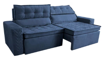 Sofá 3 Lugares Cama inBox Belém Retrátil e Reclinável Revestido em Suede Velusoft – 200cm de Largura – Azul